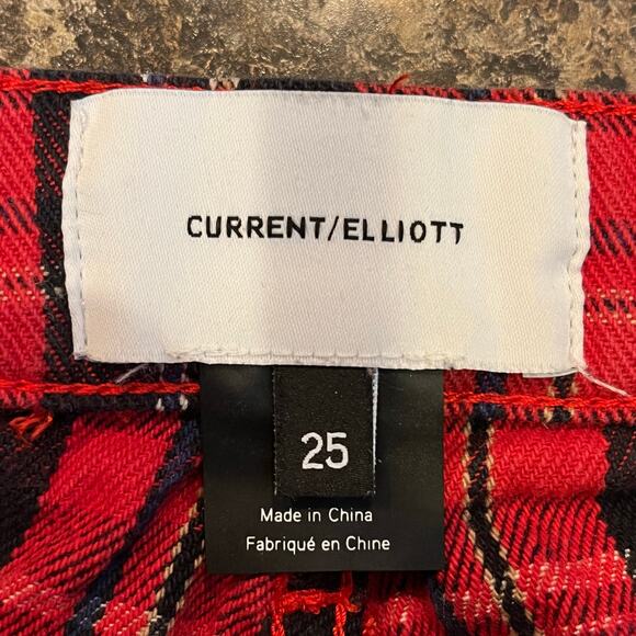 Current Elliott The Stiletto Red Tartan Plaid Party Skinny Jeans Size 25 - Picture 6 of 9
